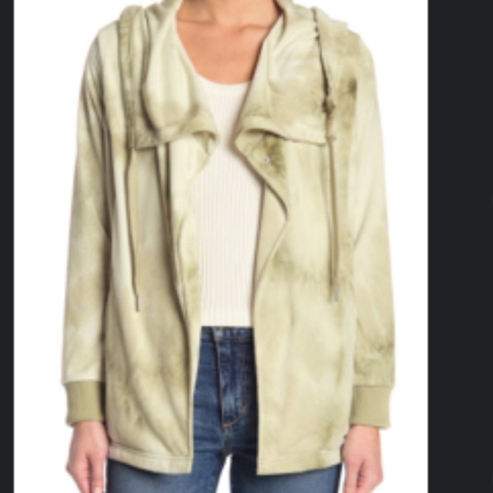 Bagatelle french terry draped olive tie dye jacket